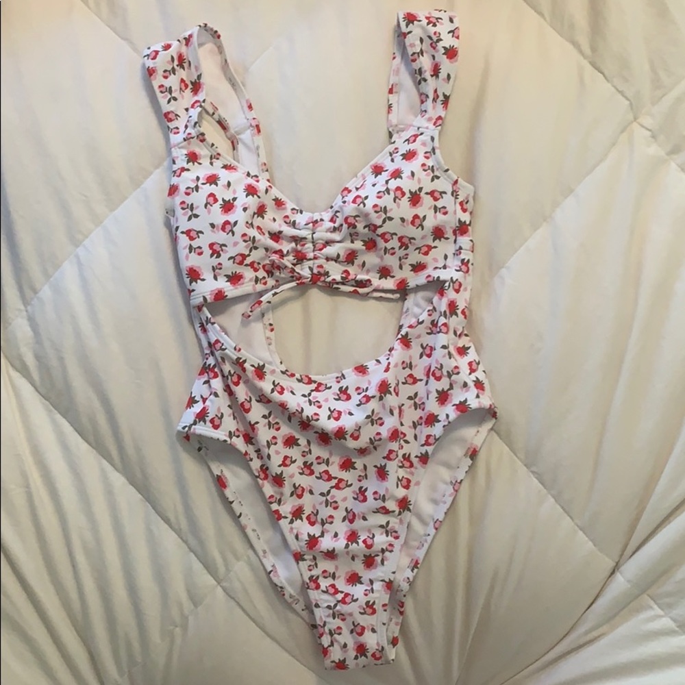 Floral one piece bathing suit